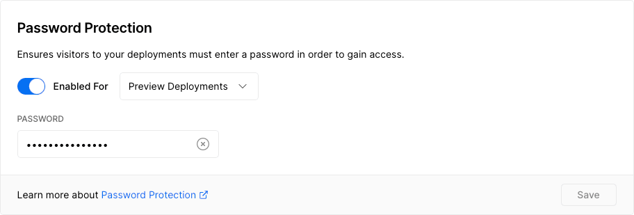 Enabling Password Protection.