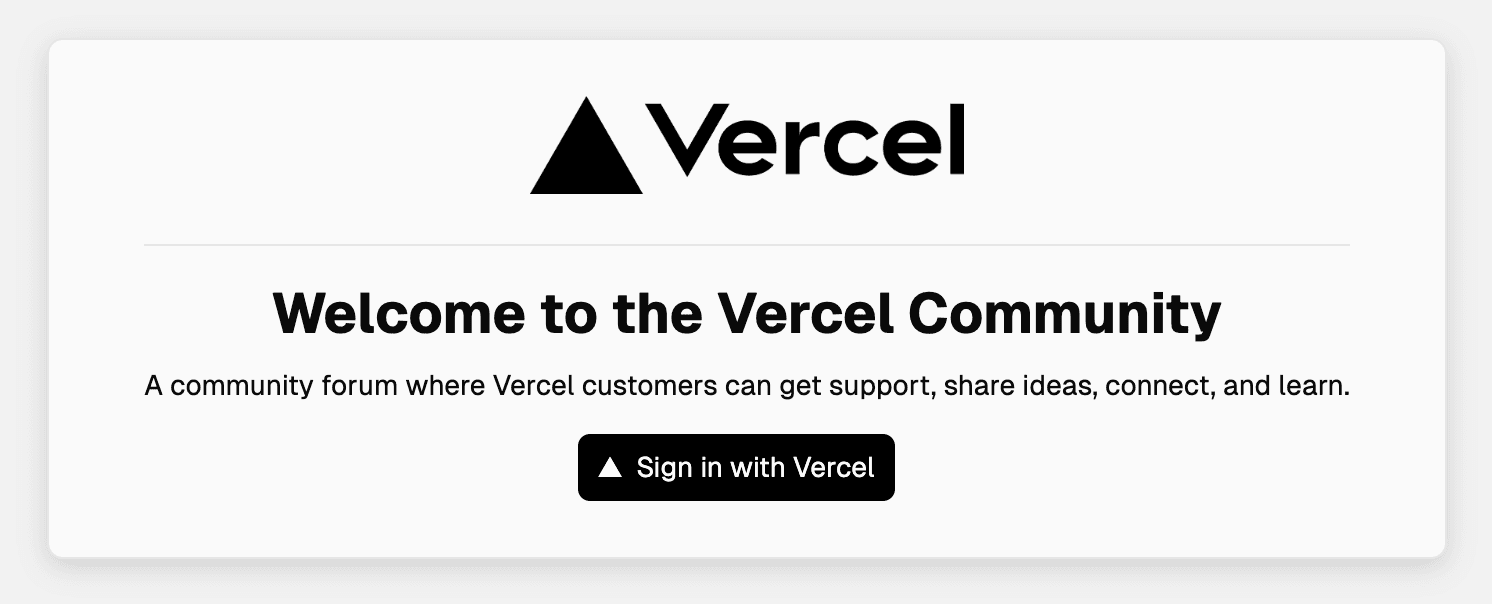 Signing into Vercel Community.