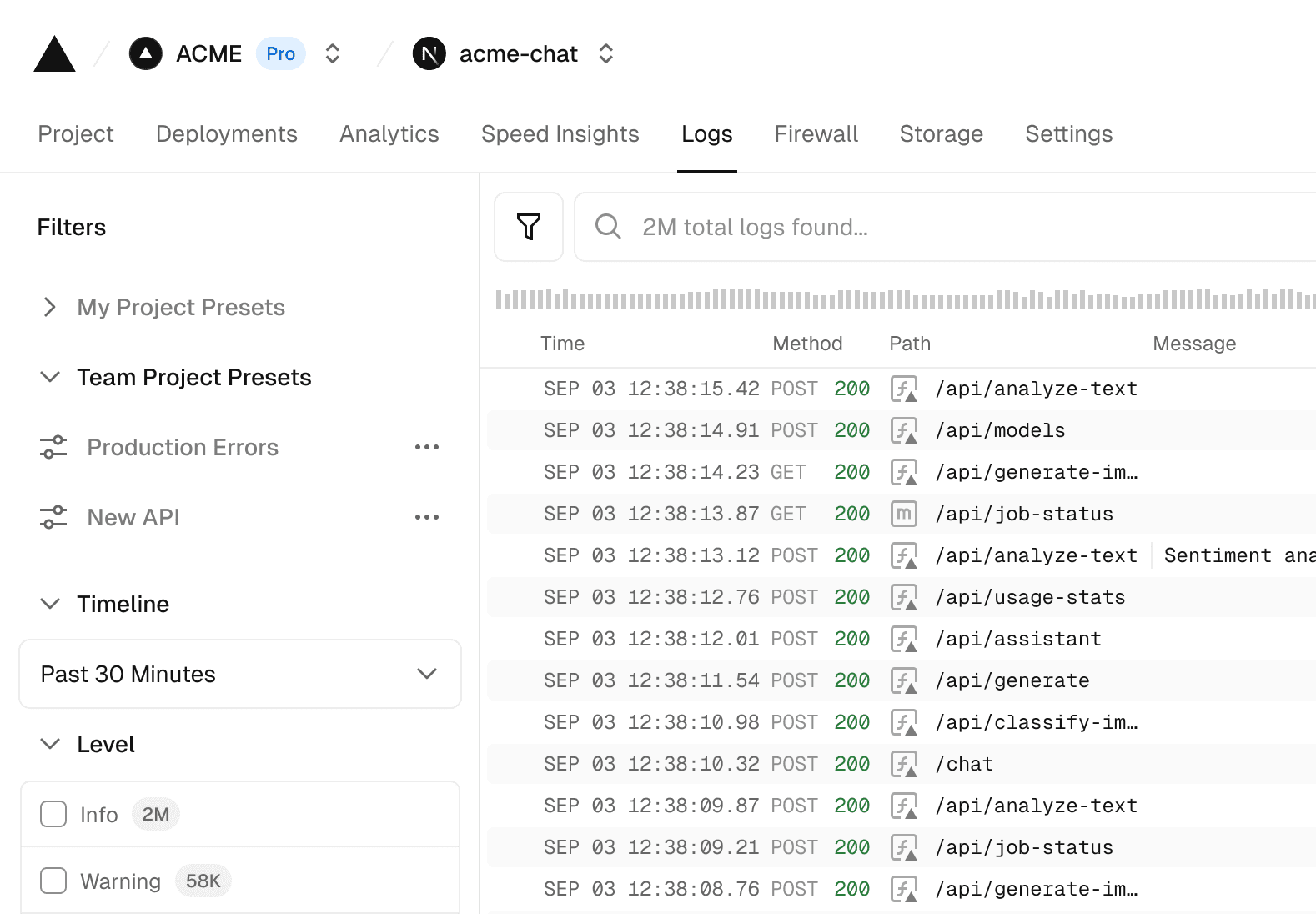 Layout to save log presets.