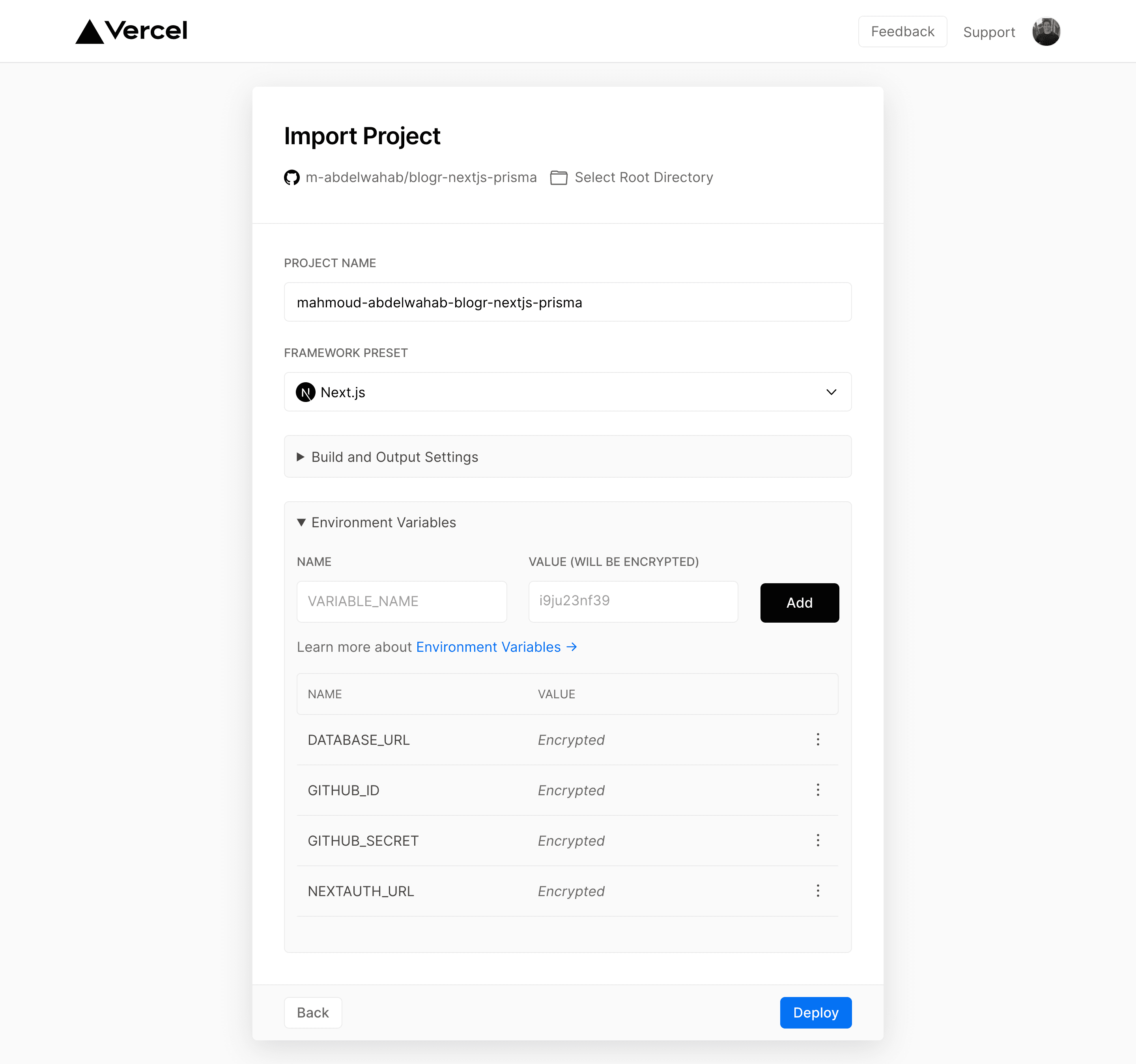 Add environment variables to Vercel.